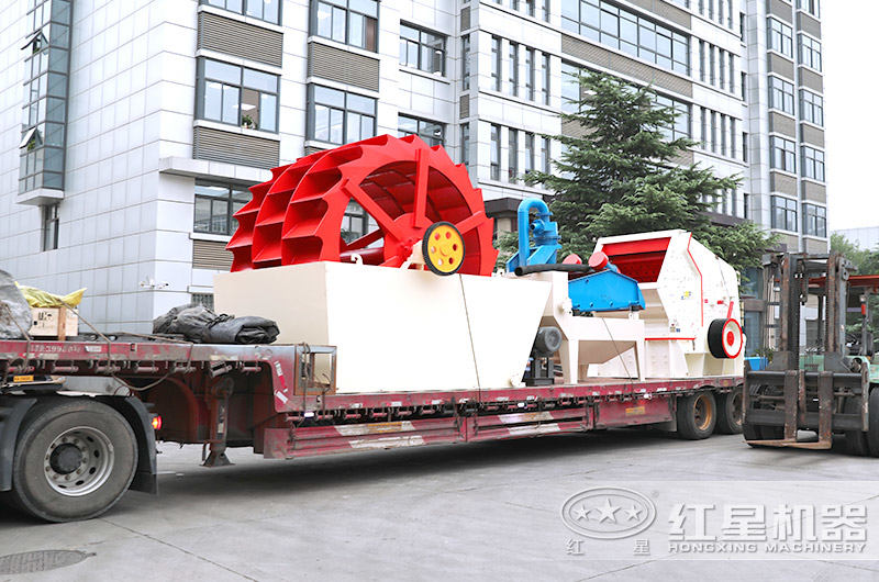 三轮斗洗砂机与反击破、细沙回收机一起发货