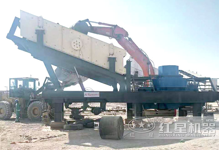 流动石头打沙机作业现场 流动石头打沙机作业现场