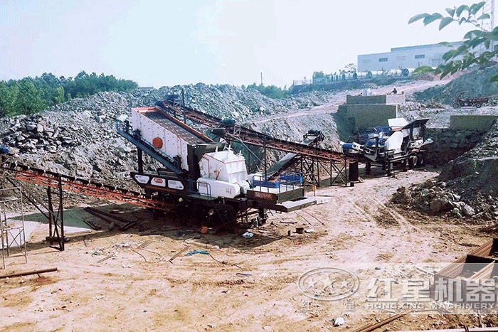 移动碎石机器施工现场 移动碎石机器施工现场