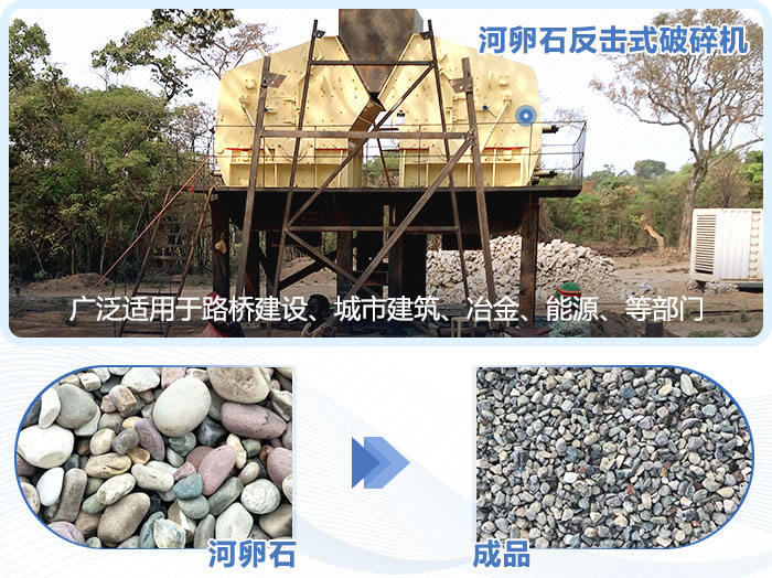 河卵石反击破碎机物料成品展示